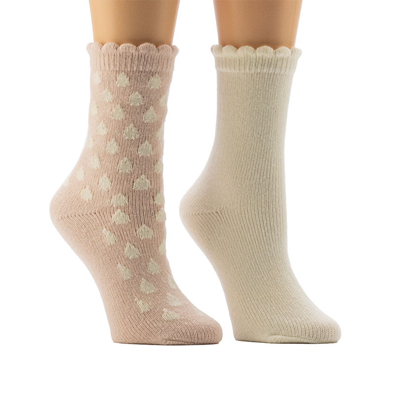 Ladies'Scallop Welt Cozy Home Socks