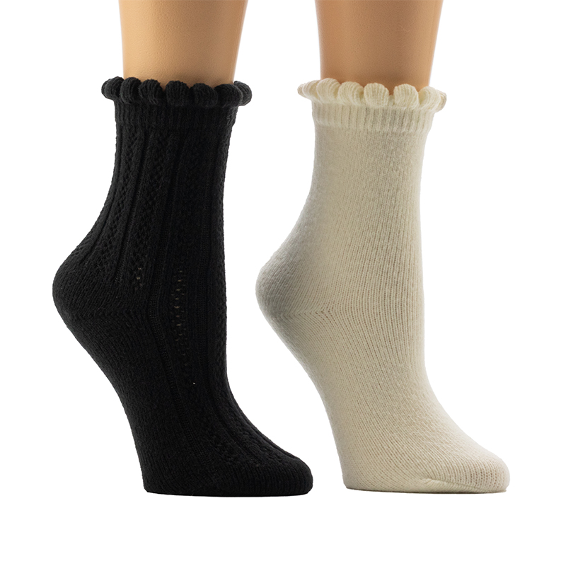 Ladies'Scallop Welt Cozy Home Socks