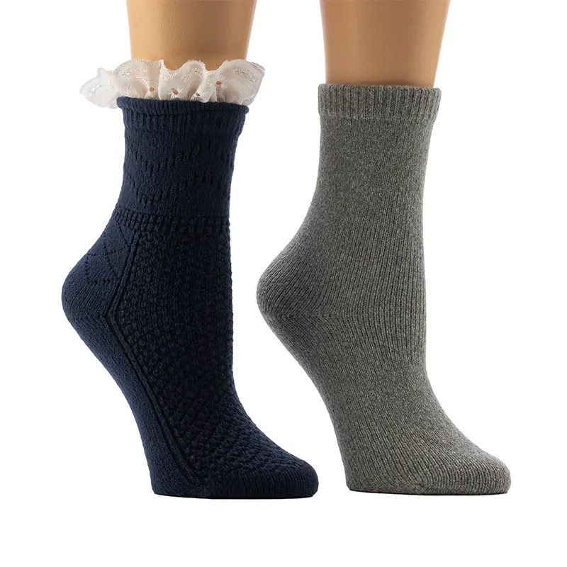 Ladies'Texture/Flat Knit Boot Crochel Lace Cozy Home Socks