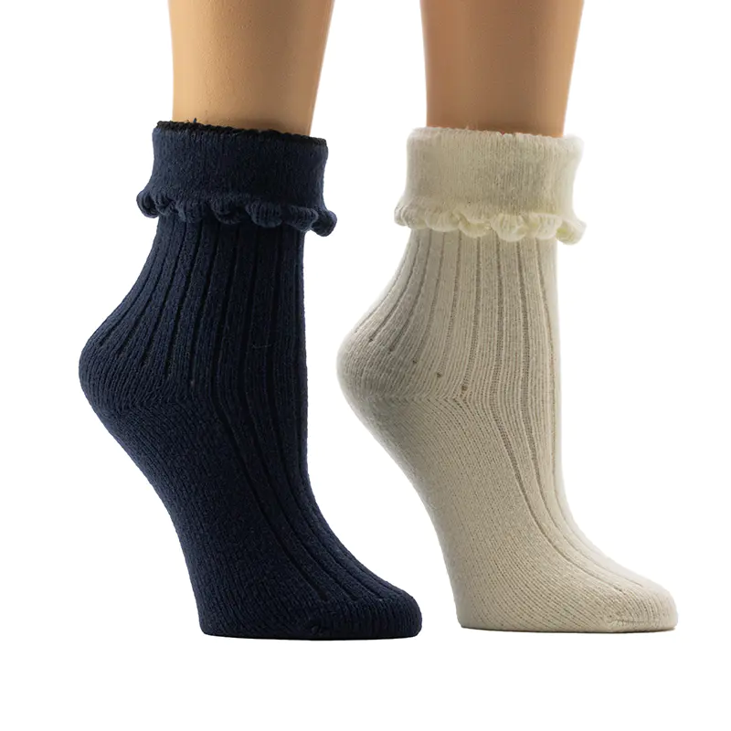 Ladies'Scallop Welt Cozy Home Socks