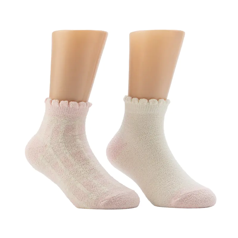 Ladies'Pop Scallop Welt Cozy Home Socks