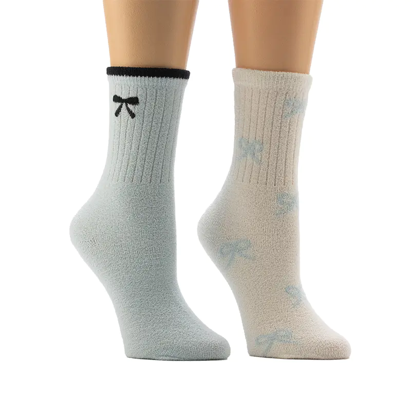 Hugis-bow na pattern ng bulaklak ng mga kababaihan Cozy Home Socks
